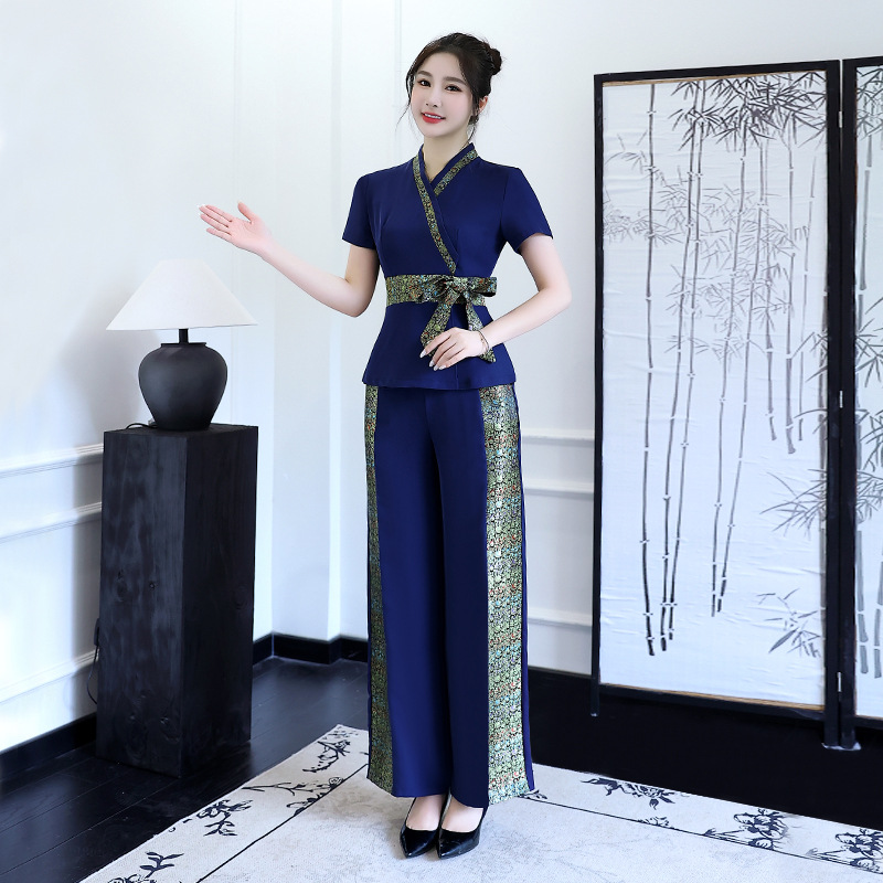 Wellness Spa And Massage - タイのウェルネスセンター女性用スパフットマッサージ技術者作業服耳掃除用具半袖ポリエステル繊維セット春夏