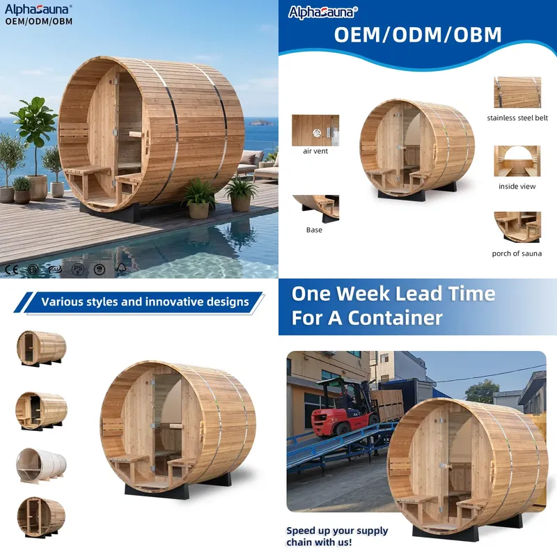 Home Spa Wellness - 【CHIMU HOME】1人用無垢材バレルサウナキャビン モダンスタイル屋内リラクゼーションスパルーム 家庭用ウェルネス