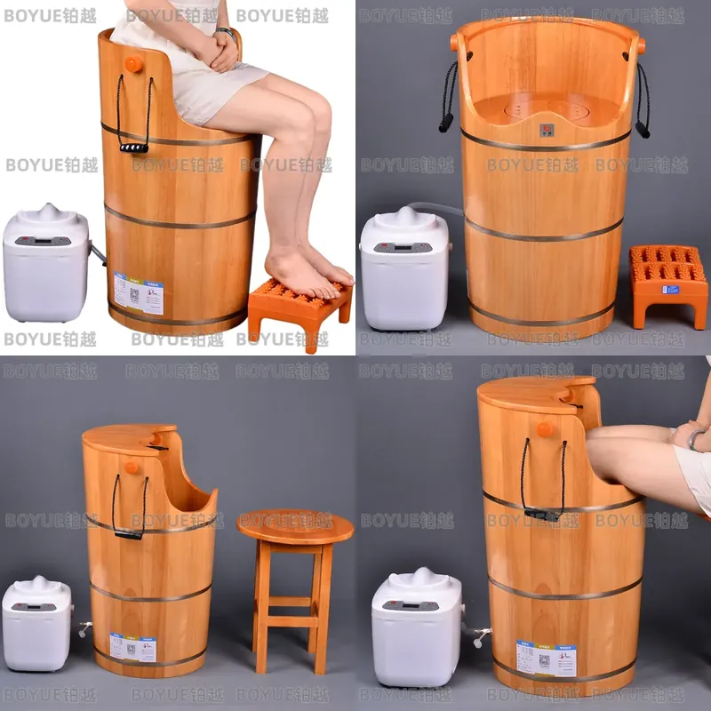 木製スチームサウナバケツとスツール付き全身汗蒸しバレルフット - Home Spa Wellness のレビューと価格