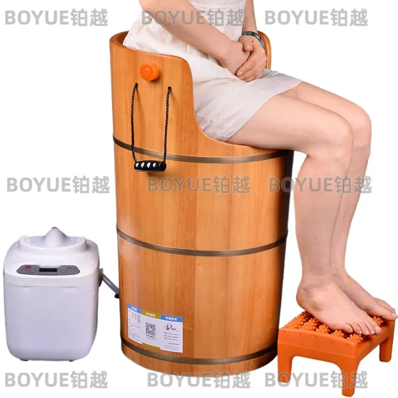 木製スチームサウナバケツとスツール付き全身汗蒸しバレルフット - Home Spa Wellness のレビューと価格
