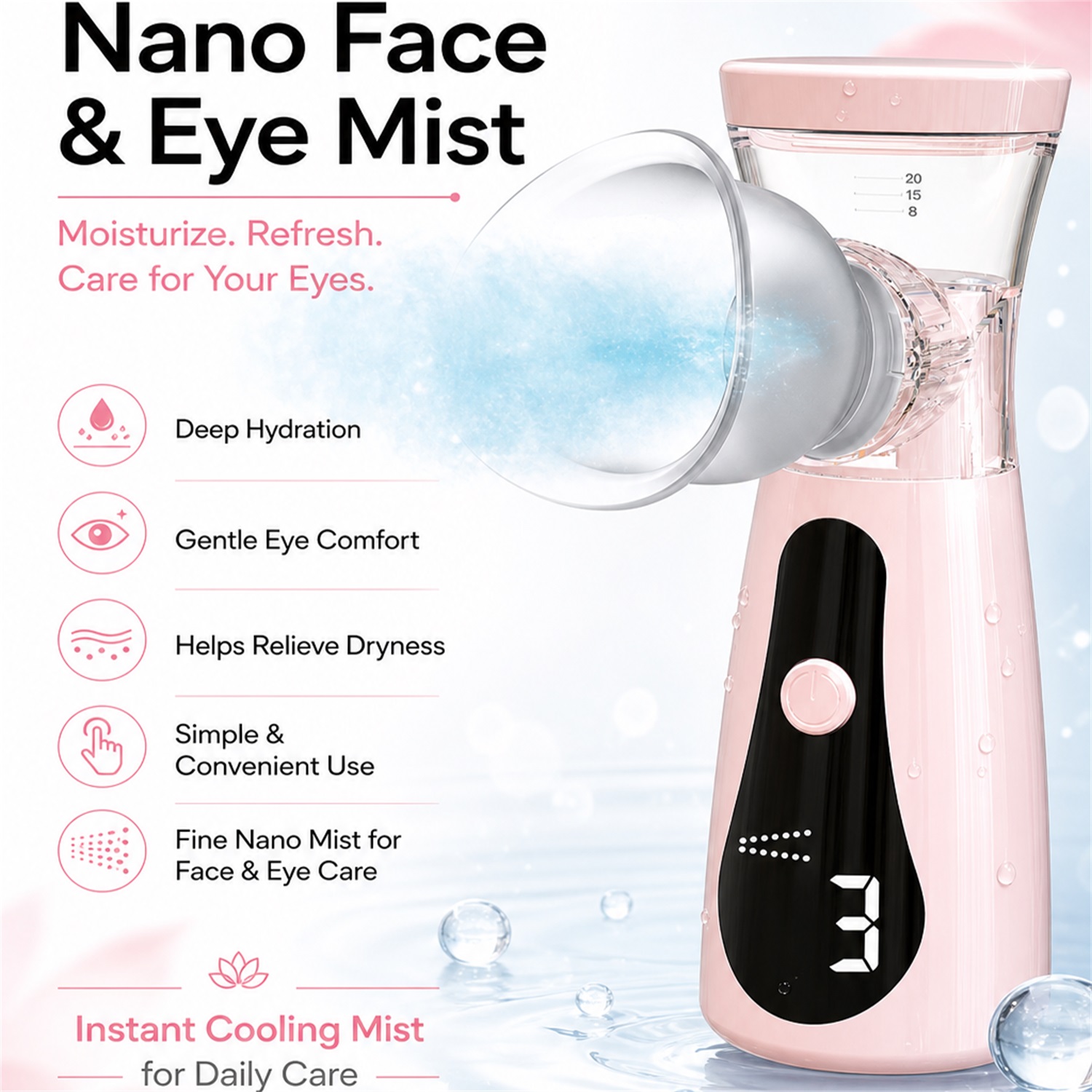 ナノコールドスプレー美顔スチーマー - ミニポータブル保湿美 - Facial Steamer Nano のレビューと価格