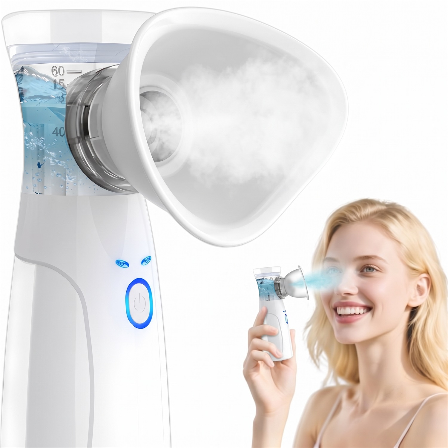 ハンドヘルドフェイシャルナノミスター、ポータブル保湿加湿器、 - Facial Steamer Nano のレビューと価格